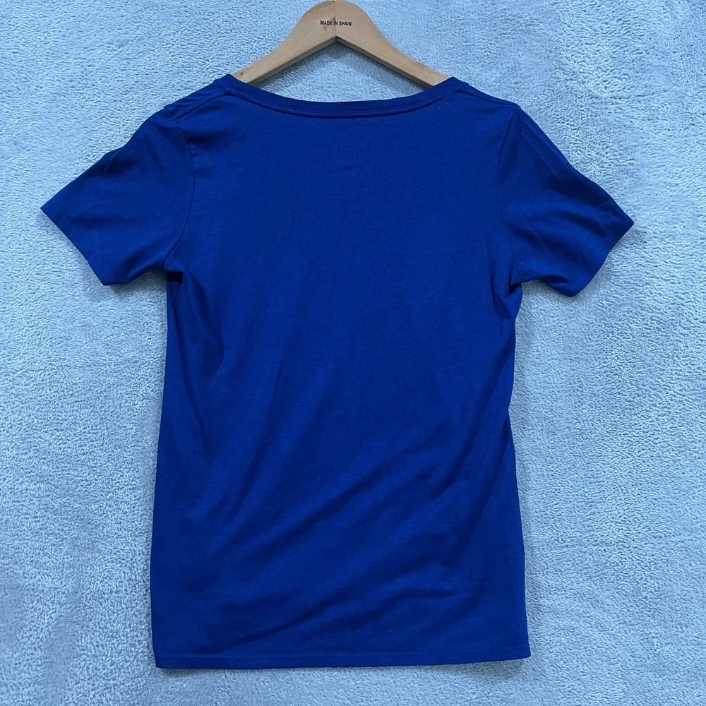The Nike Tee Blue Athletic Cut Dri Fit Womens M V-Neck Shirt Athleisure Comfort
